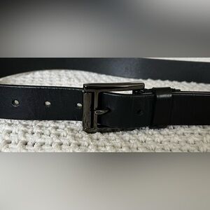 El Portal Men’s Black Italian Leather Belt, Dress/Business; Size M (Approx. 39”)